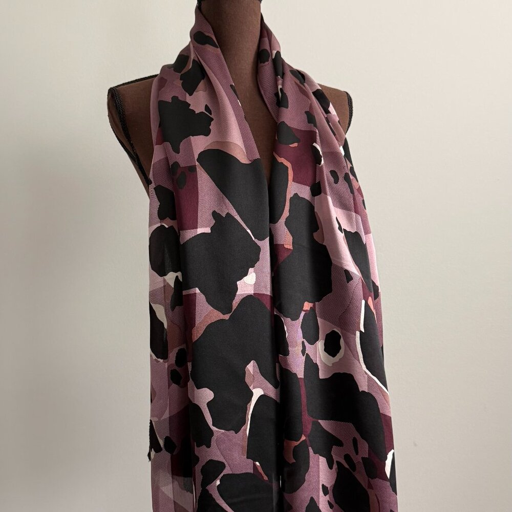 Display #2 Burberry Silk Satin Animal Print Scarf - Picture 10 of 13